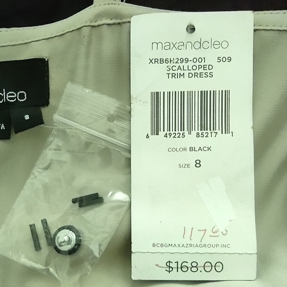 MAXANDCLEO Size 8 NWT Beautiful Black Sheath Sleeveless Knee length Dress - Picture 6 of 11